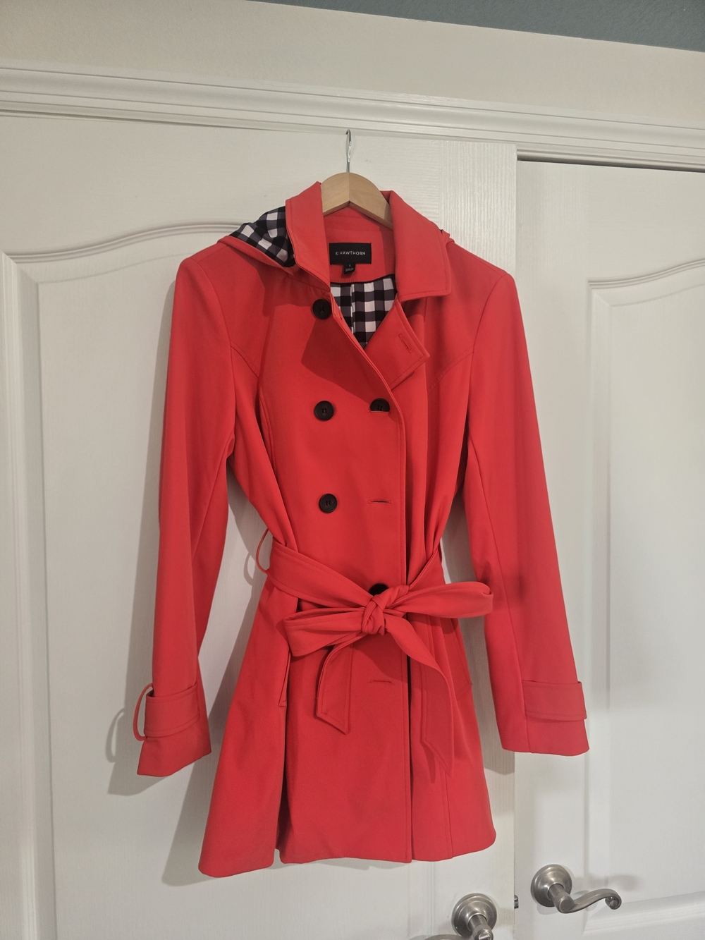 41 Hawthorn Bright Red Double-Breasted Trench with Waist Tie